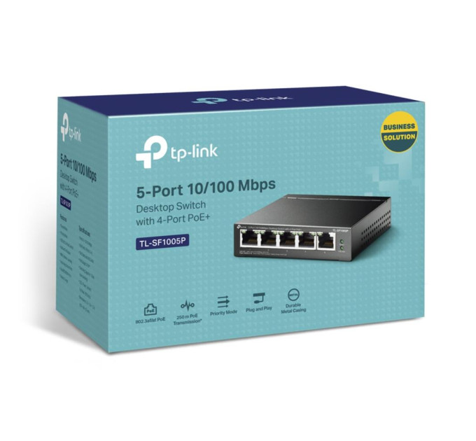 TP-Link Комутатор NET SWITCH 5PORT 10/100M 4P POE TL-SF1005P TP-LINK