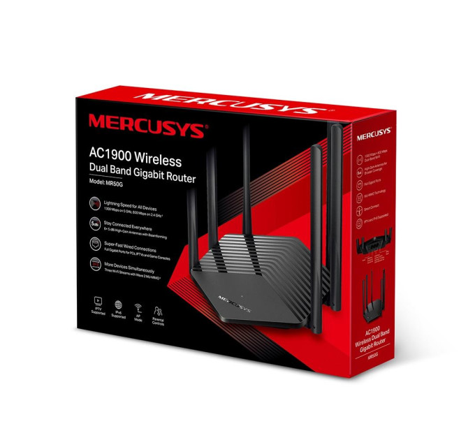 Mercusys Точка доступу з функцією маршрутизації, мережеве обладнання 1900MBPS 1000M 2PORT MR50G MERCUSYS