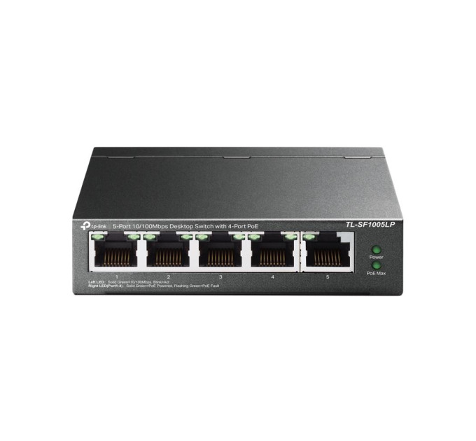 TP-Link 5-портовий настільний комутатор з 4 РоЕ портами, TL-SF1005LP