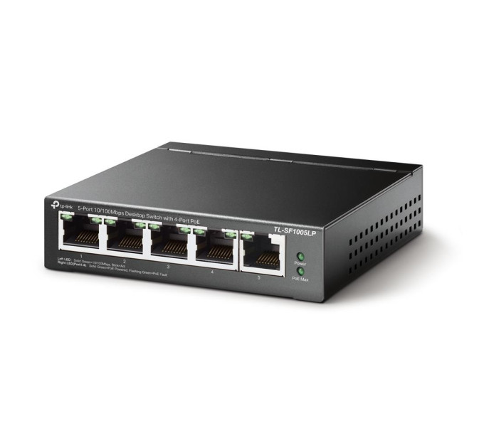 TP-Link 5-портовий настільний комутатор з 4 РоЕ портами, TL-SF1005LP