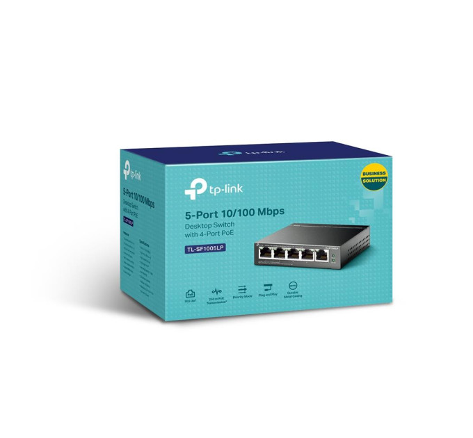 TP-Link 5-портовий настільний комутатор з 4 РоЕ портами, TL-SF1005LP
