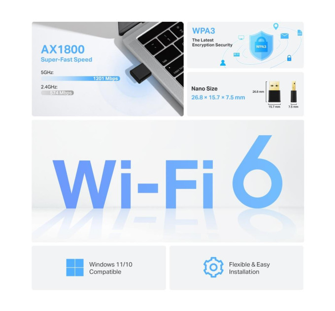 TP-Link Бездротовий USB адаптер, Archer TX20U Nano TP-LINK