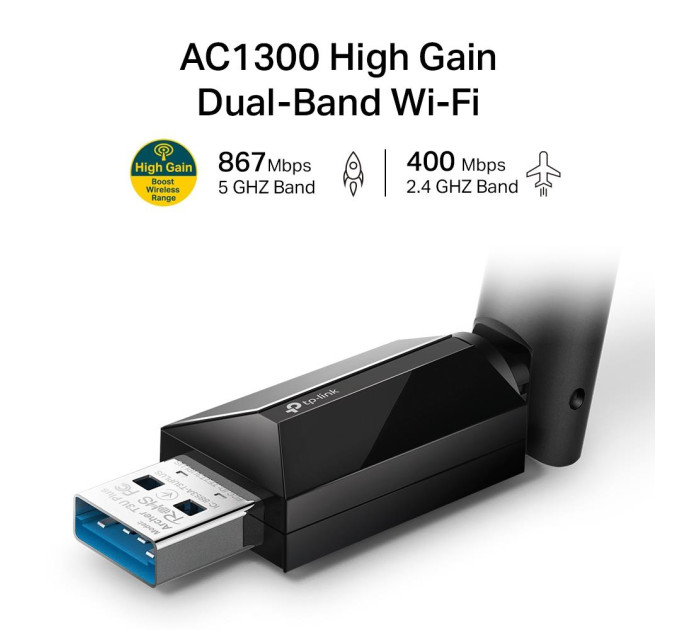 TP-Link Бездротовий двухдіапазонний USB-адаптер, Archer T3U Plus