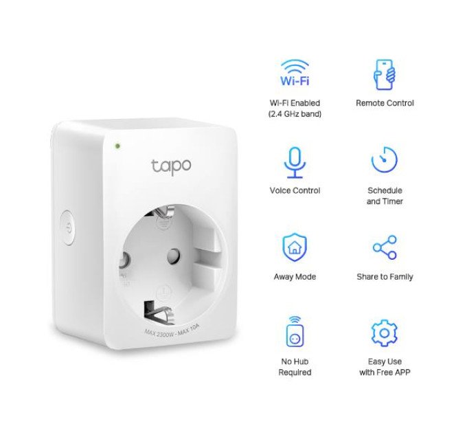 TP-Link Розумна міні Wi-Fi розетка, Tapo P100(1-pack)