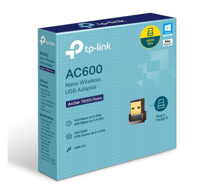 TP-Link Бездротовий Nano USB-адаптер, Archer T600U Nano