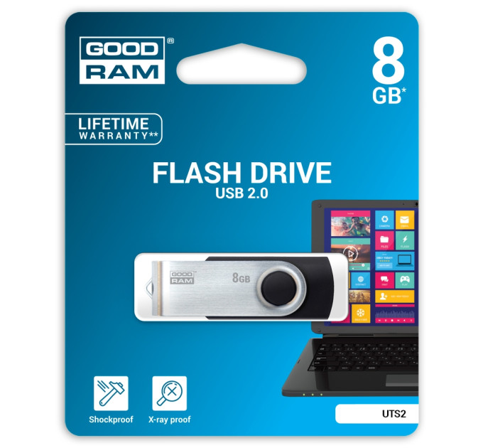 Goodram Флешка USB Flash 8GB USB 2.0 Goodram Twister Black