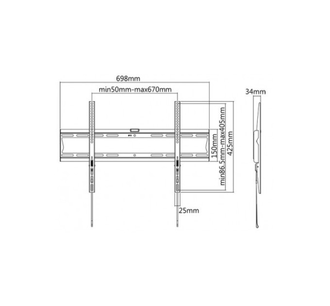 Кріплення настінне ТВ (37 7-70"VESA від 200 до 600, фіксоване ITECHmount PLB-60