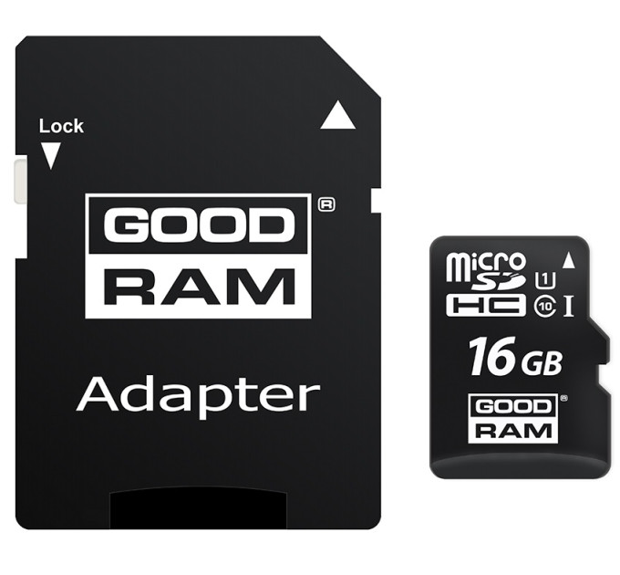 Goodram Карта пам'яті MicroSDHC  16GB UHS-I Class 10 Goodram + SD-adapter (M1AA-0160R12)