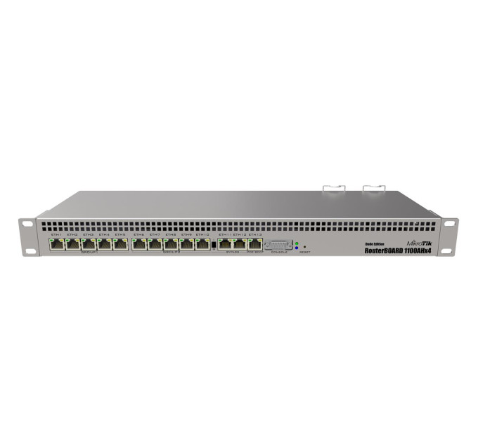 Маршрутизатор MikroTik RB1100AHx4 Dude Edition (4x1,4GHz/1Gb, ARM 32Bit, 13xGE, PoE In, 60Gb SSD)