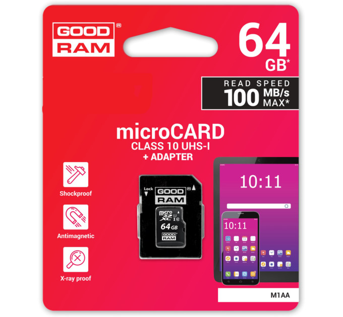 Goodram Карта пам'яті GOODRAM 64GB microSDXC Class 10 (M1AA-0640R12)