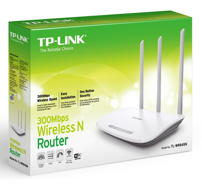 TP-Link Маршрутизатор WiFi TP-Link TL-WR845N (N300, 1*Wan, 4*Lan, 3 антени)
