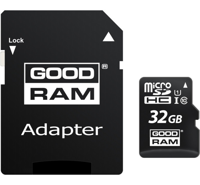 Goodram Карта пам'яті MicroSDHC  32GB UHS-I Class 10 Goodram + SD-adapter (M1AA-0320R12)