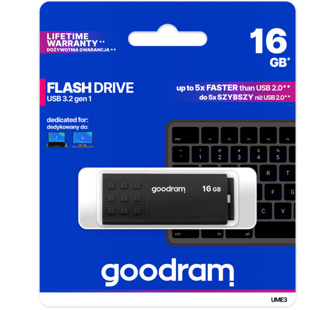 Флешка USB3.0 16GB GOODRAM UME3 Black (UME3-0160K0R11)