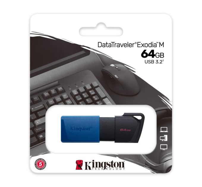 Kingston Флешка USB3.2 64GB Kingston DataTraveler Exodia M Black/Blue (DTXM/64GB)