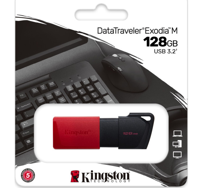 Флешка 128GB USB 3.2 Kingston DataTraveler Exodia M (DTXM/128GB) Black/Red