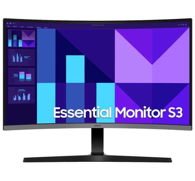 Samsung Монiтор Samsung 27" Essential S3 S27D390G (LS27D390GAIXUA) VA Black Curved 100Hz