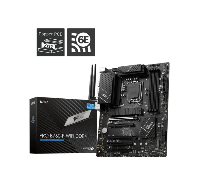 Материнcька плата MSI PRO B760-P WIFI DDR4 s1700 B760 4xDDR4 M.2 HDMI DP ATX