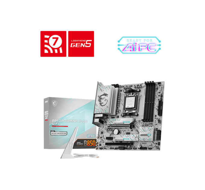 Материнcька плата MSI B850M GAMING PLUS WIFI sAM5 B850 4xDDR5 M.2 HDMI DP WiFi BT mATX