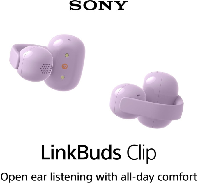 Sony Навушники TWS Sony LinkBuds Clip BT 5.3, IPX4, SBC, AAC, Mic, Фіолетовий