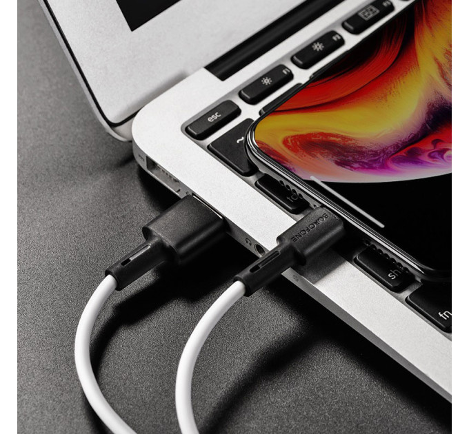 Кабель  BOROFONE BX31 USB to iP 2.4A, 1m, silicone, TPE connectors, White