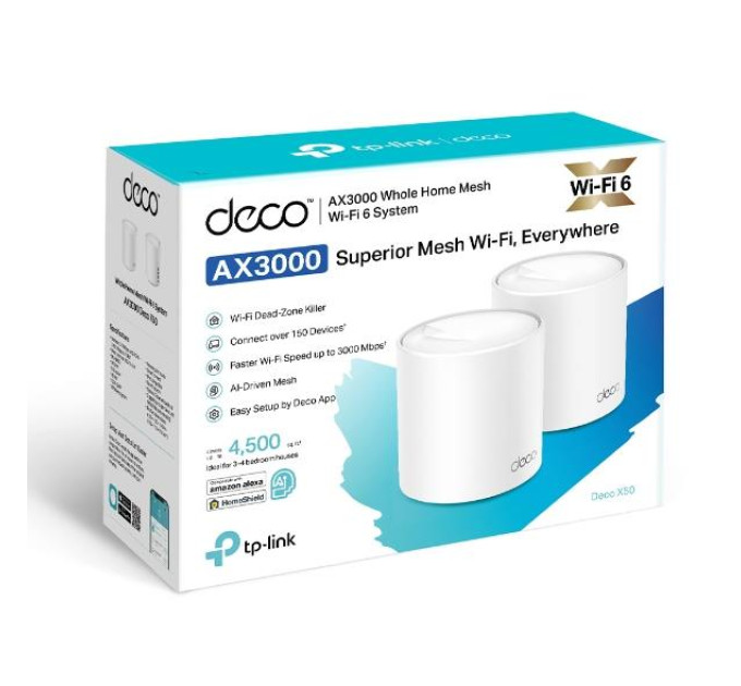 TP-Link Домашня Mesh Wi-Fi система (2 шт у комплекті), арт. Deco X50(2-pack) TP-LINK
