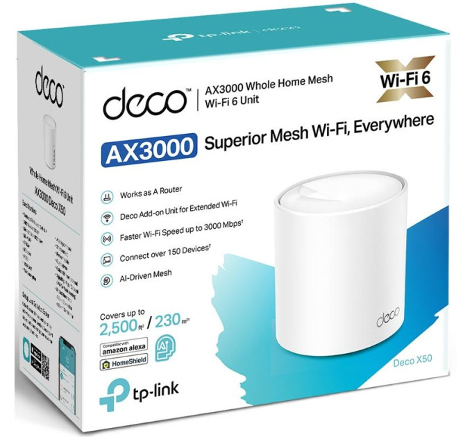 TP-Link Домашня Mesh Wi-Fi система (1 шт у комплекті), Deco X50(1-pack) TP-LINK