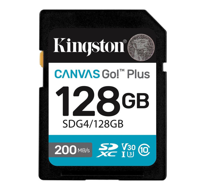 Kingston Карта пам`ятi SDXC 128GB UHS-I/U3 Class 10 Kingston Canvas Go! Plus R200/W200MB/s (SDG4/128GB)