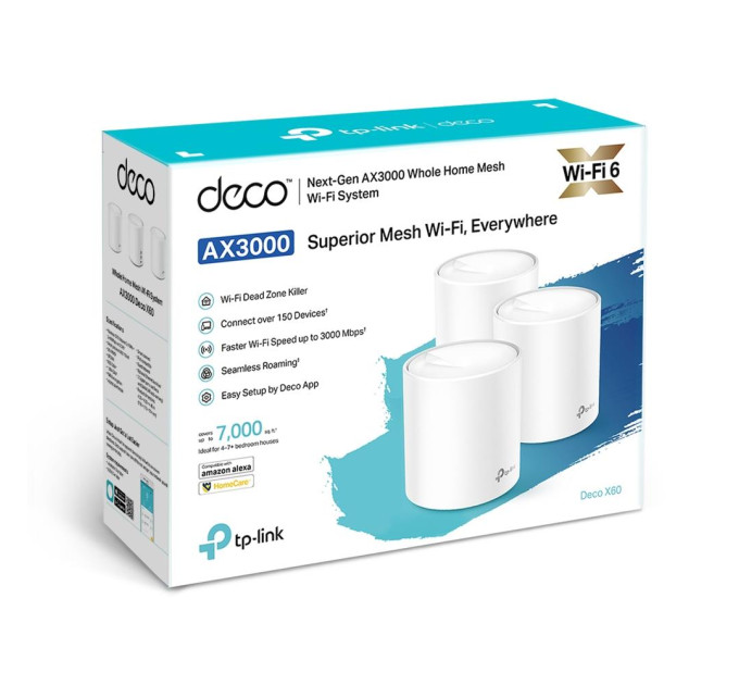 TP-Link Домашня Mesh Wi-Fi система (3 шт у комплекті), арт. Deco X60(3-pack) TP-LINK
