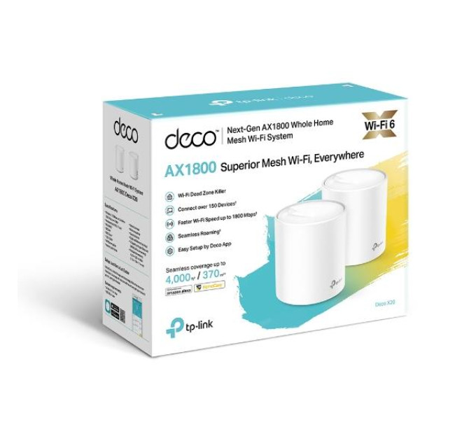 TP-Link Домашня Mesh Wi-Fi система (2 шт у комплекті), арт. Deco X20(2-pack) TP-LINK