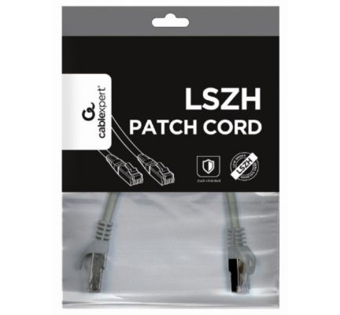 Cablexpert Патч корд Cablexpert PP6A-LSZHCU-15M, S/STP, литий, 50u" штекер із фіксатором, 15.0 м, сірий