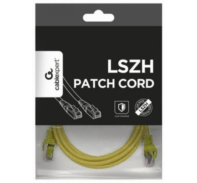 Cablexpert Патч корд Cablexpert PP6A-LSZHCU-Y-3M, S/STP, литий, 50u" штекер із фіксатором, 3.0 м, жовтий