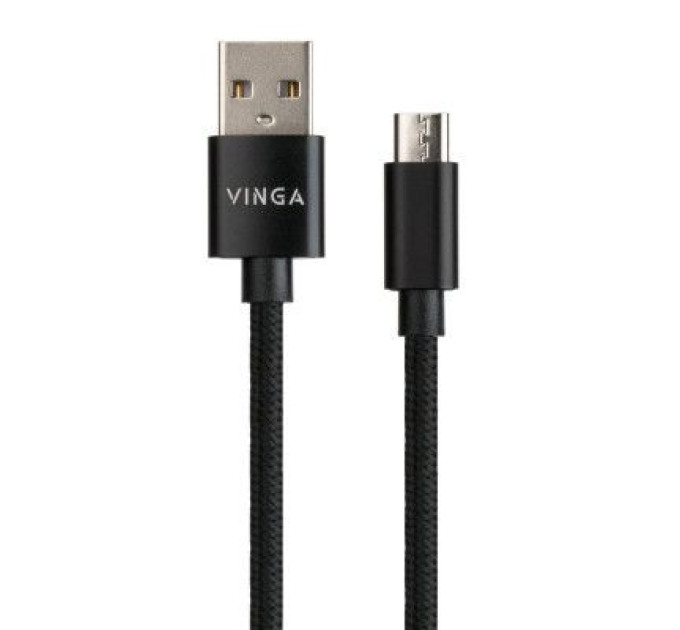 Vinga Дата кабель USB 2.0 AM to Micro 5P 1m nylon black Vinga (VCPDCMNB1BK)