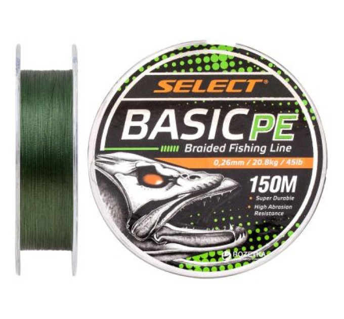 Select Шнур Select Basic PE 150m Dark Green 0.26mm 45lb/20.8kg (1870.18.74)