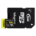 Team Карта пам`ятi MicroSDXC  64GB UHS-I/U3 Class 10 Team Pro+ R160/W55MB/s + SD-адаптер (TPPMSDX64GIA2V3003)