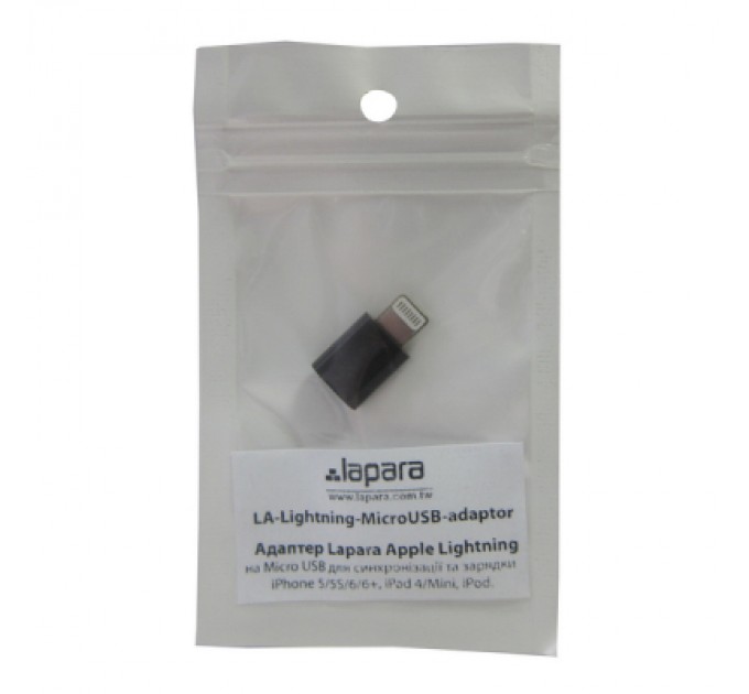 Lapara Перехідник Lightning to Micro USB Lapara (LA-Lightning-MicroUSB-adaptor black)