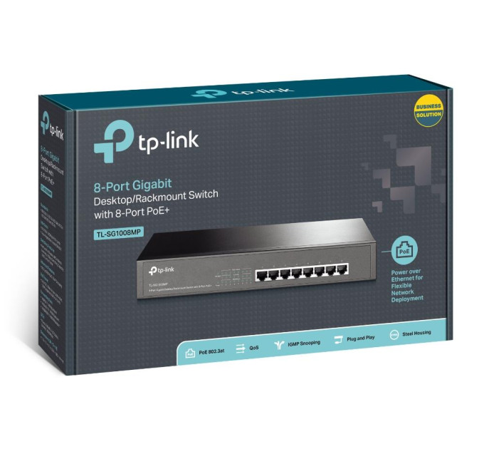 TP-Link Стієчний свитч з 8 портами PoE +, TL-SG1008MP  TP-Link