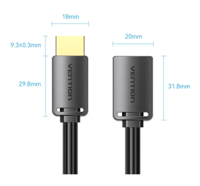 Vention Кабель мультимедійний HDMI M to HDMI F 5.0m V2.0 4K 60Hz PVC Vention (AHCBJ)