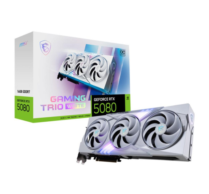 MSI Відеокарта PCIE16 RTX5080 16GB GDDR7 5080 16G GAM TRIO OC WHITE MSI
