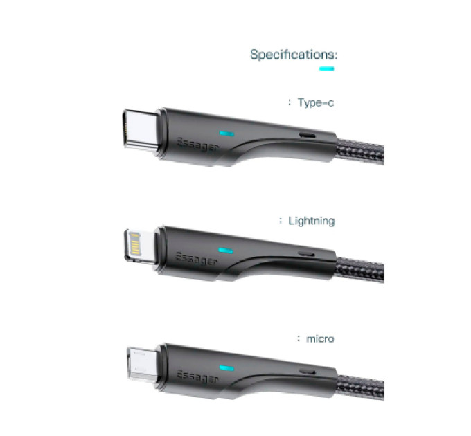 Essager Дата кабель USB 2.0 AM to Lightning 1.0m 2.4A black Essager (EXCL-LS01)