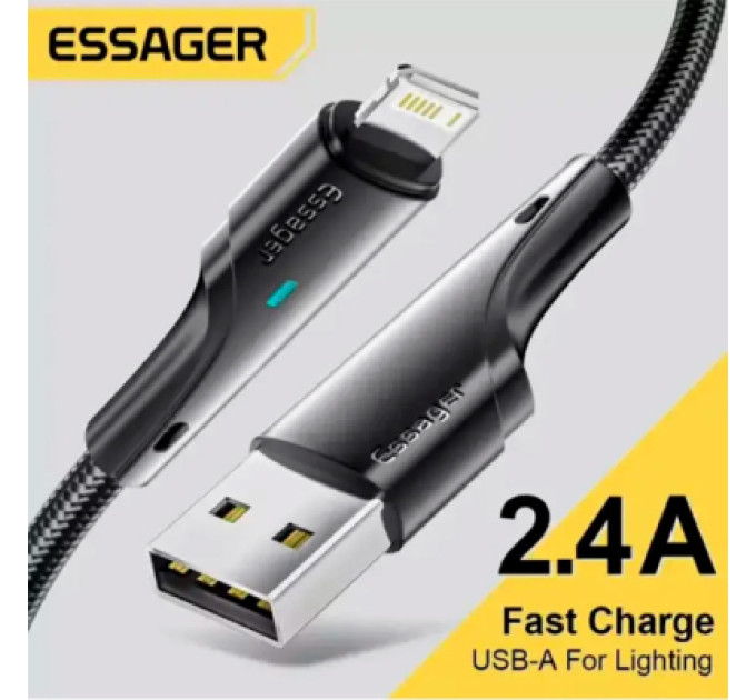 Essager Дата кабель USB 2.0 AM to Lightning 1.0m 2.4A black Essager (EXCL-LS01)