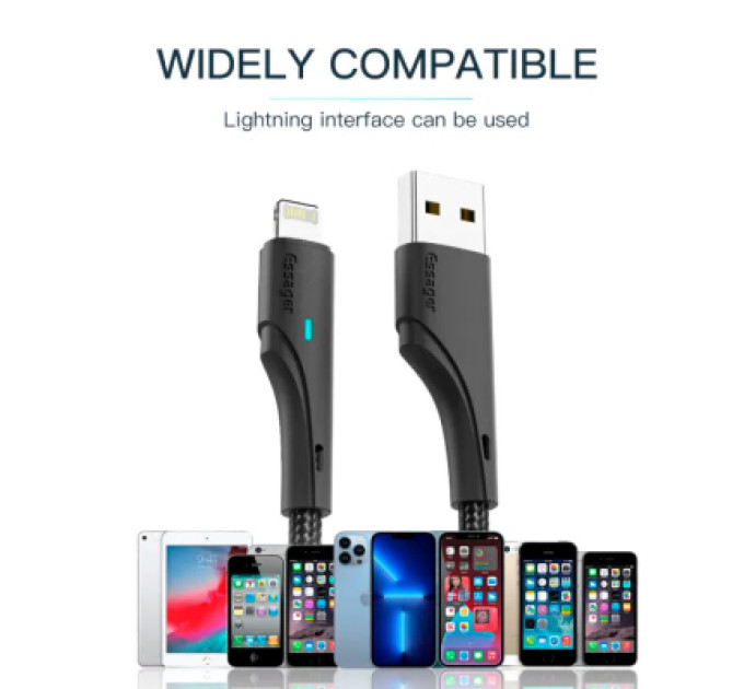 Essager Дата кабель USB 2.0 AM to Lightning 1.0m 2.4A black Essager (EXCL-LS01)