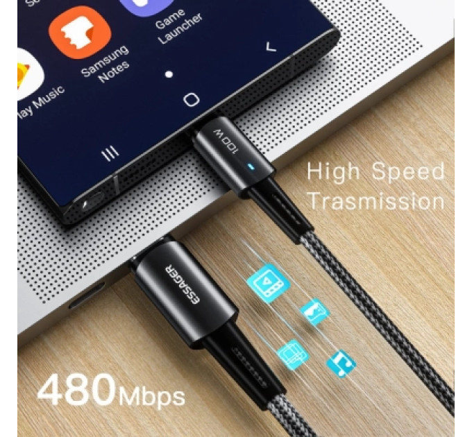 Essager Дата кабель USB-C to USB-C 3.0m 100W black Essager (EXCTT1-CGC01)