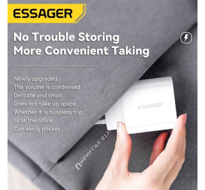 Essager Зарядний пристрій Essager USB-C PD20W + cable USB-C to Lightning white (EFJB02-XBL02-T)