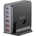 Essager Зарядний пристрій Essager 3xUSB-C + 3xUSB-A 85W GaN black (EZC85W-SXB0G-Z)