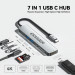 Концентратор  Essager USB-C 7-in-1 HDMI + USB 3.2 + USB-C + SD/TF gray (EHB07-QH0G-Z)