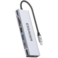 Концентратор  Essager USB-C 8-in-1 HDMI + USB 3.2 + USB-C + SD/TF + M.2 PCIe/NVMe/SATA SSD support