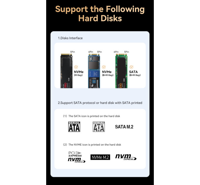 Концентратор  Essager USB-C 8-in-1 HDMI + USB 3.2 + USB-C + SD/TF + M.2 PCIe/NVMe/SATA SSD support