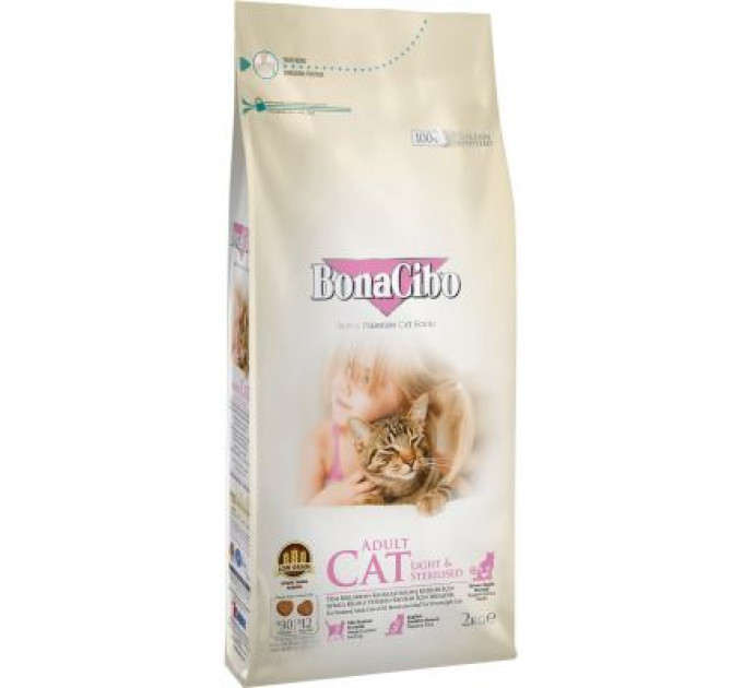 BonaCibo Сухий корм для кішок BonaCibo Adult Cat Light&Sterilized 2 кг (8694686406137)