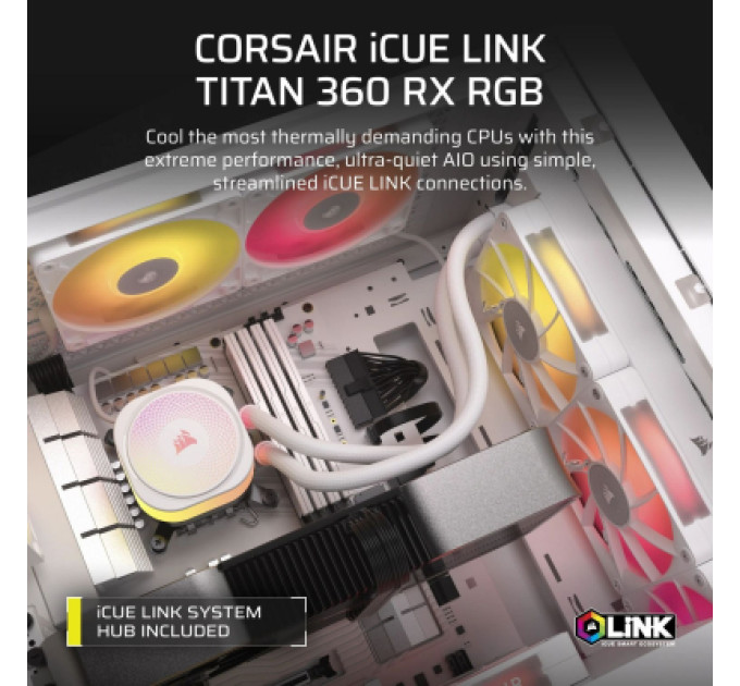Corsair Система рідинного охолодження Corsair iCUE LINK TITAN 360 RX RGB White (CW-9061021-WW)