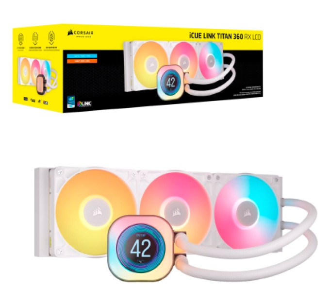 Corsair Система рідинного охолодження Corsair iCUE LINK TITAN 360 RX LCD White AIO (CW-9061026-WW)